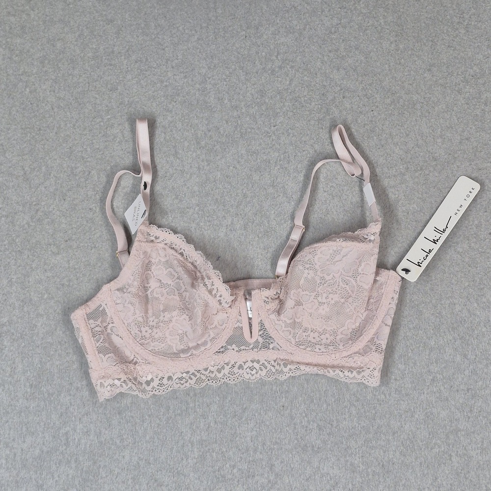 Nicole Miller Women Bra 36C Pink Floral Adjustable Balconette Underwired NWT